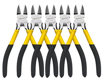 Wire Cutters 5 Pack, 6 inch Flush Cutters, BOOSDEN Spring Loaded Cutting Pliers,Precision Side Cutters,Sharp Diagonal Cutters,Small Wire Snips for Crafting