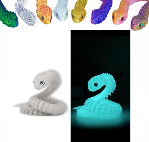 3D Printed Animals Set 3D Printed Snake Toys 3D Printed Articulated Flexible Fidget Toy 3D Printed Animals Exquisite Cute Pet Toy Children/Adults Fidget Toys (Fluorescent Blue, 11.8) - color: Fluorescent Blue, size: 11.8