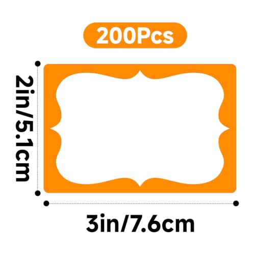 Anwyll Orange Name Tag Stickers - 200 Pcs 3'' x 2'' Name Label Stickers - color: Orange