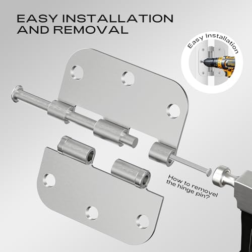 Brushed Nickel Door Hinges 3.5 Inch 5/8" Radius No-Squeak 18 Pack - color: Satin Nickel Ball Bearing, size: 18 Pack