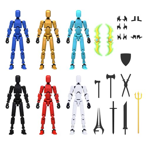MerryXD 6 Pack Assembly Completed T13 3D Action Figure,Dummy Nova Titan Lucky 13 Action Figure 3D Printed Multi-Jointed Movable Toy - color: Assorted