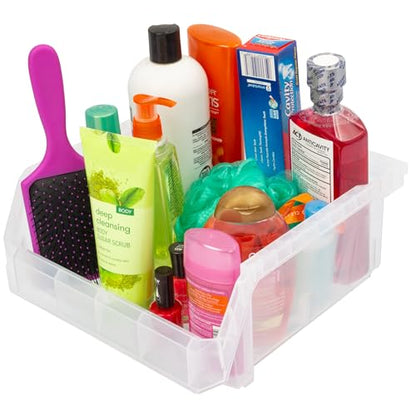 ReadySpace Medium-Wide Stackable Plastic Storage Bins, 4-Pack, Clear - color: Clear, size: Medium-Wide, 4-Pack