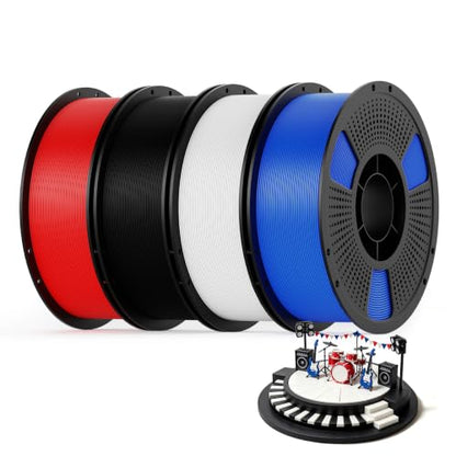 UJOY3D PETG Filament Bundle 4kg, 1kg*4, Black+Jade White+Red+Cobalt Blue - color: Petg 4kg Black+white+red+blue