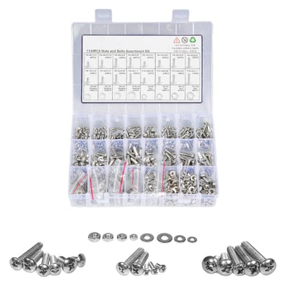 1410Pcs M3 Metric Screws Nuts and Washers Assortment Kit
