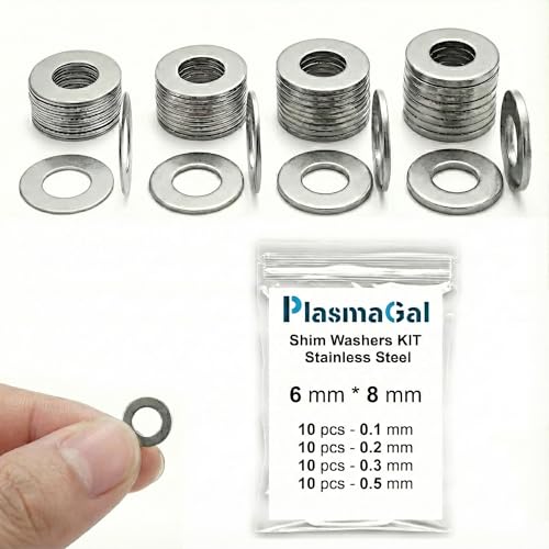 6x8mm Shim Washers Stainless Steel 40pc 0.1-0.5mm 6mm ID M6 - size: 6x8