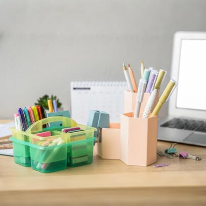 Threehoney 12 Pack Classroom Caddy 3 Compartment with Handle, Transparent - color: Transparent