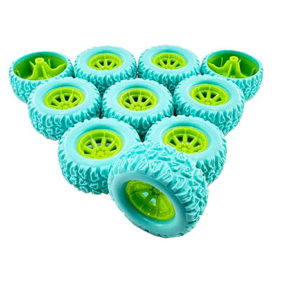 10PCS Toy Car Wheel RC Car Rubber Tire Wheel with 5PCS Shaft Round Rod Axles for RC Car Truck Robot DIY Model Toy Wheel Parts (2.5x48mm Blue) - style: 2.5x48mm Blue