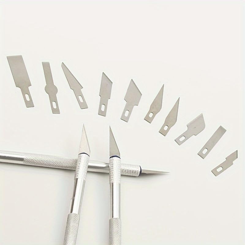 13PCS Precision Craft Knife Set, Aluminum Handle Hobby Exacto Kit with 10 Blades for DIY Art, Paper Cutting, Model Making & Carving (13 Pieces in a Blue Box) - color: 13 pieces in a blue box
