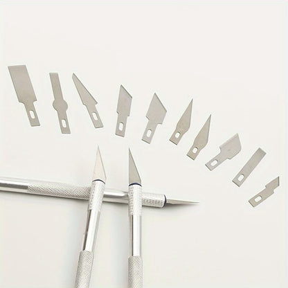 13PCS Precision Craft Knife Set, Aluminum Handle Hobby Exacto Kit with 10 Blades for DIY Art, Paper Cutting, Model Making & Carving (13 Pieces in a Blue Box) - color: 13 pieces in a blue box