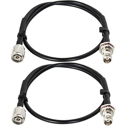 MOOKEERF RG58 TNC Cable 2FT,2 Pack TNC Male to Female Bulkhead Mount Coax Jumper Cable 50 ohm for Radio Scanner,CB Radio,Wi-Fi Radios,GPS Antenna,RF Device,Broadcast - size: 2FT