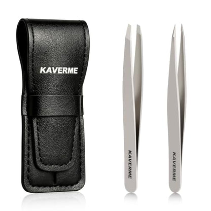 2Pcs Eyebrows Tweezers Set, Upgrade Professional Precision Tips, Silver - color: Silver