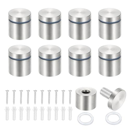 PATIKIL 1x1" Standoff Screws, 8 Pack Stainless Steel Stand Off Wall Mounts Wall Sign Mounting Hardware Advertising Standoff Nail for Hanging Acrylic Signs Picture Frame, Silver - size: 1x1"