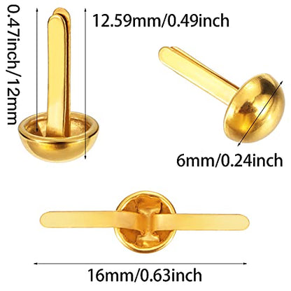 Hotop 500 Pcs Brad for Paper Crafts Metal Paper Fasteners,Golden (Pack of 2) - color: Golden, size: 0.24 x 0.47 Inch (Pack of 2)