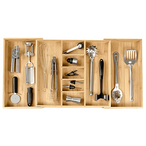 KitchenEdge Utensil & Junk Drawer Organizer, 19-33 in, Bamboo - color: Natural Bamboo, size: From 19" to 33" Wide