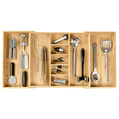 KitchenEdge Utensil & Junk Drawer Organizer, 19-33 in, Bamboo - color: Natural Bamboo, size: From 19" to 33" Wide
