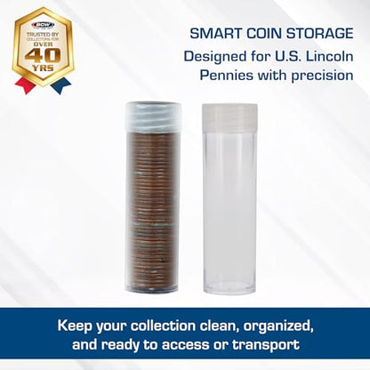 BCW Coin Tubes for US Pennies, Holds Lincoln Penny, 10 Count