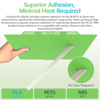 BIQU CryoGrip Pro Glacier Build Plate for Bambu-Lab 3D Printers - color: Glacier-Green, size: 257*257MM, style: Glacier