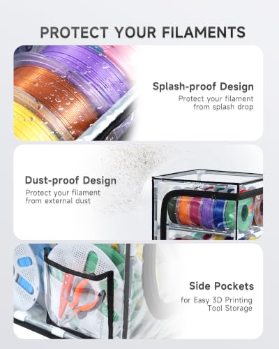 YOOPAI 3D Printer Filament Storage Box, 3-Tier Filament Storage Rack with Transparent Dust Cover, Holds Up to 30 1KG Spools, Filament Organizer and Spool Holder for PLA PETG ABS TPU, Workshop Studio