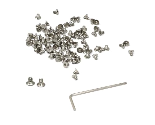 iexcell 100 Pcs M2 x 3mm Thread Pitch 0.4 mm Stainless Steel 304 Hex Socket Flat Head Cap Screws Bolts Kit - size: M2 x 3mm