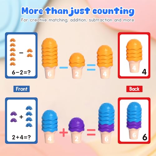 NEOROD Ice Cream Toys for Toddlers 1-5, Montessori Counting Manipulatives - style: ice cream