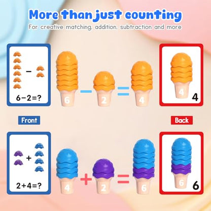 NEOROD Ice Cream Toys for Toddlers 1-5, Montessori Counting Manipulatives - style: ice cream
