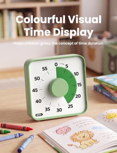 LIORQUE 6-Inch Large Visual Timer Mechanical, 60-Minute Classroom Timer
