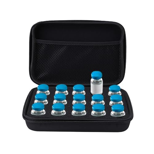 15 Slots Diabetic Insulin Peptide Fridge Carrying Case Vial Holder Storage Protector Bag Fits Standard 10ml Vials, Insulin Cooler Travel Kits Case Organizer Diabetes Protector(Black) (15-slot) - color: 15-slot