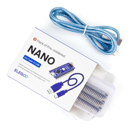 ELEGOO Presoldered Nano Board USB-C with Cable Compatible with Arduino 3PC - size: 3 Pcs Nano with USB-C cable