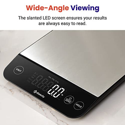 Etekcity 22lb Food Nutrition Scale, Smart Calorie Calculator, Waterproof - color: Stainless Steel with Black Accents