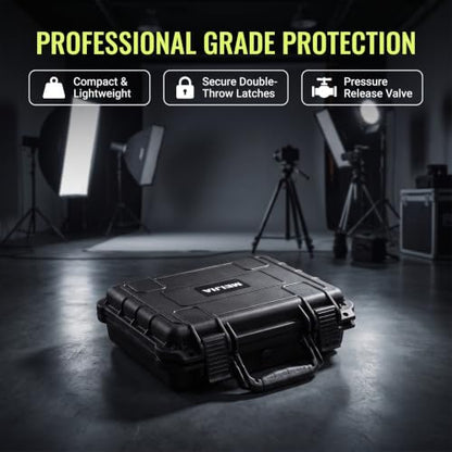 MEIJIA All Weather Waterproof Hard Camera Case,Hard Case,With Customized Fit Foam Included, Elegant Black,Fit for Drones,camera,lens (13.39"x11.61"x3.93") - size: 13.39" x 11.61" x 3.93"