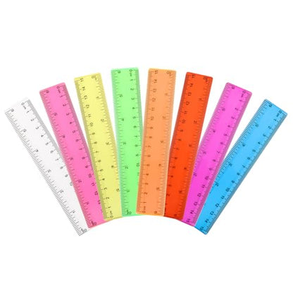 Ruler 6 Inch,Rulers for School,Rulers Bulk for Classroom,8 Pack for Kid Transparent Multicolor Rulder - style: straight 6in