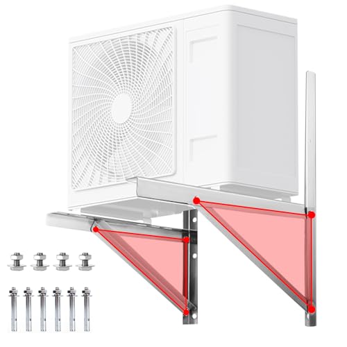 Mini Split Wall Mounting Bracket for 9000-24000 BTU Condenser, POIUNA Stainless Steel Ductless Mini Split Bracket up to 507 lbs for Air Conditioner Heat Pump Systems HVAC, Compressor - color: for 9000-24000 BTU