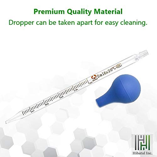 4 Pack 5ml 10ml Glass Graduated Dropper Pipettes Lab Dropper Liquid Essential Oil Transfer with Blue Rubber Cap and Scale