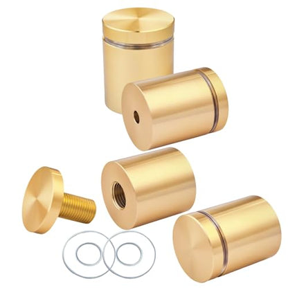 Pack of 4, Aluminum Standoff Screws, Wall Sign Standoff Mounting Hardware Advertising Glass Standoff Nail for Hanging Acrylic Picture Frame (Champagne, 1" x 1") - color: Champagne, size: 1" x 1"