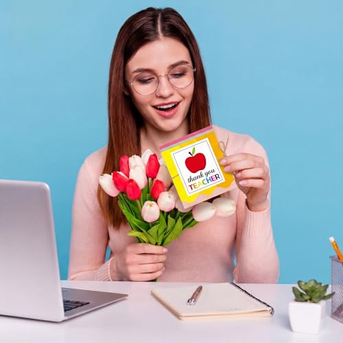 ReliThick Teacher Appreciation Gift Card Holder 5 Slots, 4.3 x 3.5 Inch Thank You Teacher Gift Card Booklet Sleeves Postcard Money Booklet Holder for Appreciation(Pencil Style) - style: Pencil Style