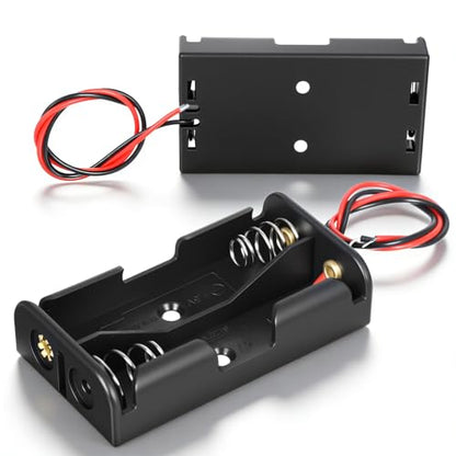 AA Battery Holder with Leads, 2PCS 2 X 1.5v AA Battery Case Double a Batteries Holder AA-Battery Pack Small-Battery Holders Organizer for Batteries