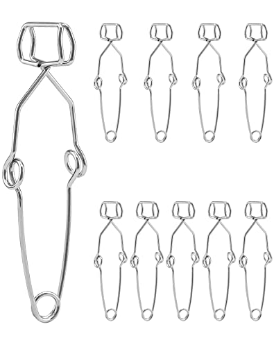 QWORK Lab Test Tube Clamp, 10 Pcs Chrome-Plated Spring Test Tube Clip with Finger Grip, 14.5cm(5-11/16in) Experiment Testing Holder Tool
