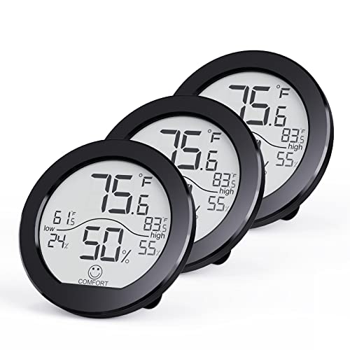 Indoor Digital Hygrometer Thermometer for Room Temperature Humidity Meter - color: Black, size: TH1 x3