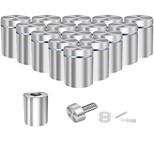 1 x 1 Inch Sign Standoffs Wall Mounting Standoff Screws Hardware, 16 Pack - size: 1"x1"
