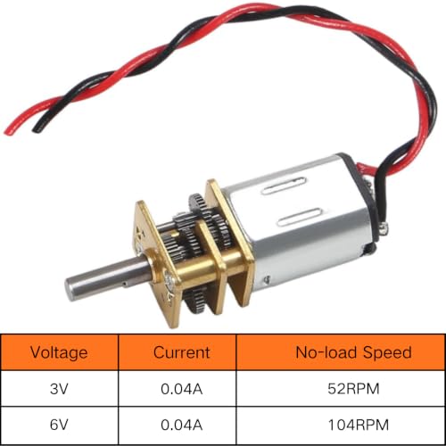 4Pcs Mini Micro N20 Gear Moto, DC 3V-6V Slow Speed Full Metal Gearbox - color: with wire