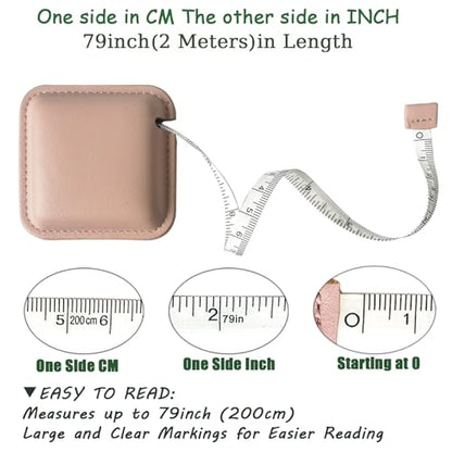 Tape Measure for Body Measuring Medical Body Cloth Tailor Craft Dieting Measuring Tape, 79 Inch/2 M Dual Sided Retractable Measuring Tape for Body Fabric Sewing Measurements Square(Pink) - color: Pink 2 M 1 pack