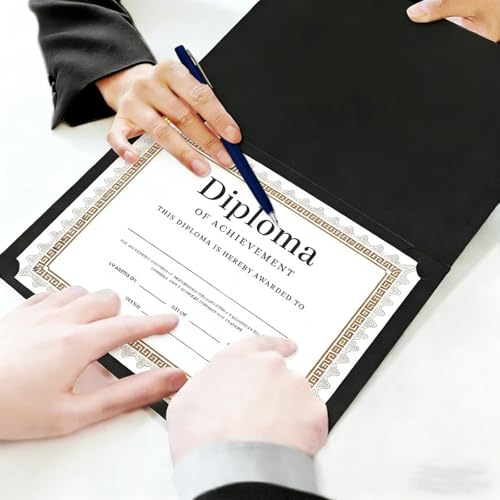 150 Pcs Certificate Holders Bulk, Black Diploma Covers with Gold Foil Border for Letter Size 8.5x11, Single Sided Award Certificate Cover, Premium Cardstock Document Organizer