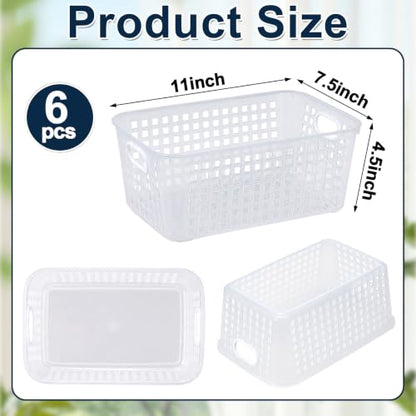 gisgfim 6 Pack Medium Plastic Book Baskets 11 x 7.5 x 4.5 Inches Storage Baskets for Books Papers Supplies s Pantry Shelf Desk Home and Office Use（Clear） - color: Clear