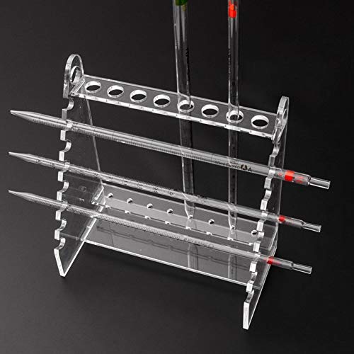 Pipette Rack Holder Stand, Trapezoid Multi Hole Storage Support for Laboratory Bench Organic Glass 1.5cm Hole Vertical Horizontal Placement Portable 1 Pack