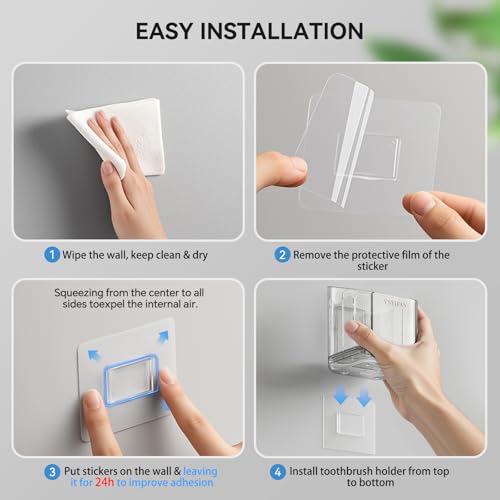 3 Slots Detachable Toothbrush Holders Wall Mounted for Bathrooms - color: Clear+grey