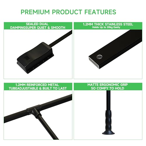 Hitess Soft-Close Pull Down Closet Rod,Wardrobe Lifts Adjustable 21-47 Inch - color: Black, size: 21.6''-26''