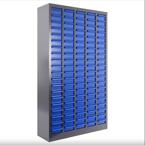 Parts Organizer Cabinet with 100 Drawers, Plastic Drawer Parts Storage Cabinet, 100 Drawer Tool Cabinet for Garage, Workshop, Factory, Office