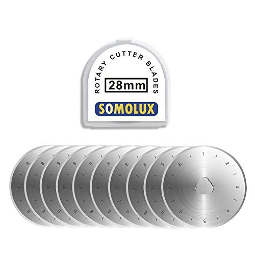 SOMOLUX 28mm Rotary Cutter Blades 10 Pack, Fits OLFA,Fiskars Etc Rotary Cutter Replacement, Quilting Scrapbooking Sewing Arts Crafts,Sharp and Durable - color: 28mm Rotary Blade