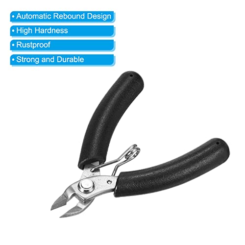 PATIKIL Cutting Plier, Mini Wire Cutter Flush Cutter Side Cutter Nipper Wire Snip with Spring for Soft Electronic Cable, Black