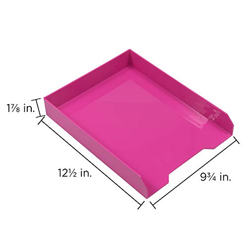 JAM PAPER Stackable Paper Trays - Pink - Desktop Document, Letter, & File Organizer Tray - 2/Pack (Pack of 2) - color: Pink, size: Pack of Two (2) Trays (Pack of 2)